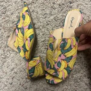 Colorful Banana Print Women's Mules